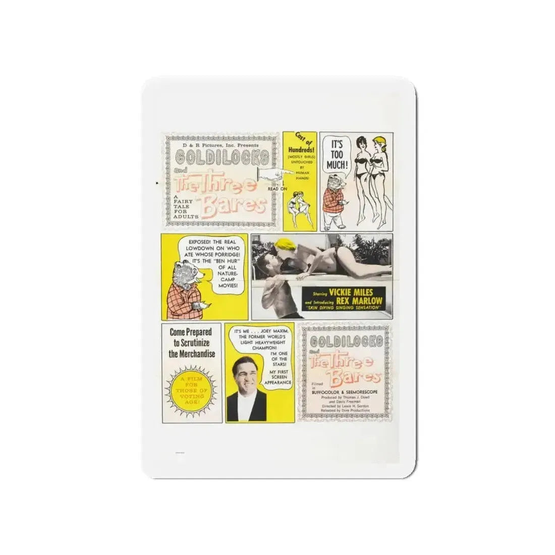 GOLDILOCKS AND THE THREE BARES 1963 Movie Poster - Refrigerator Magnet - The Sticker Space