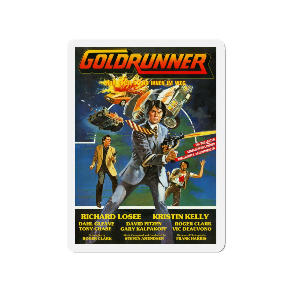 GOLDRUNNER 1980 Movie Poster - Die-Cut Magnet-3" x 3"-The Sticker Space