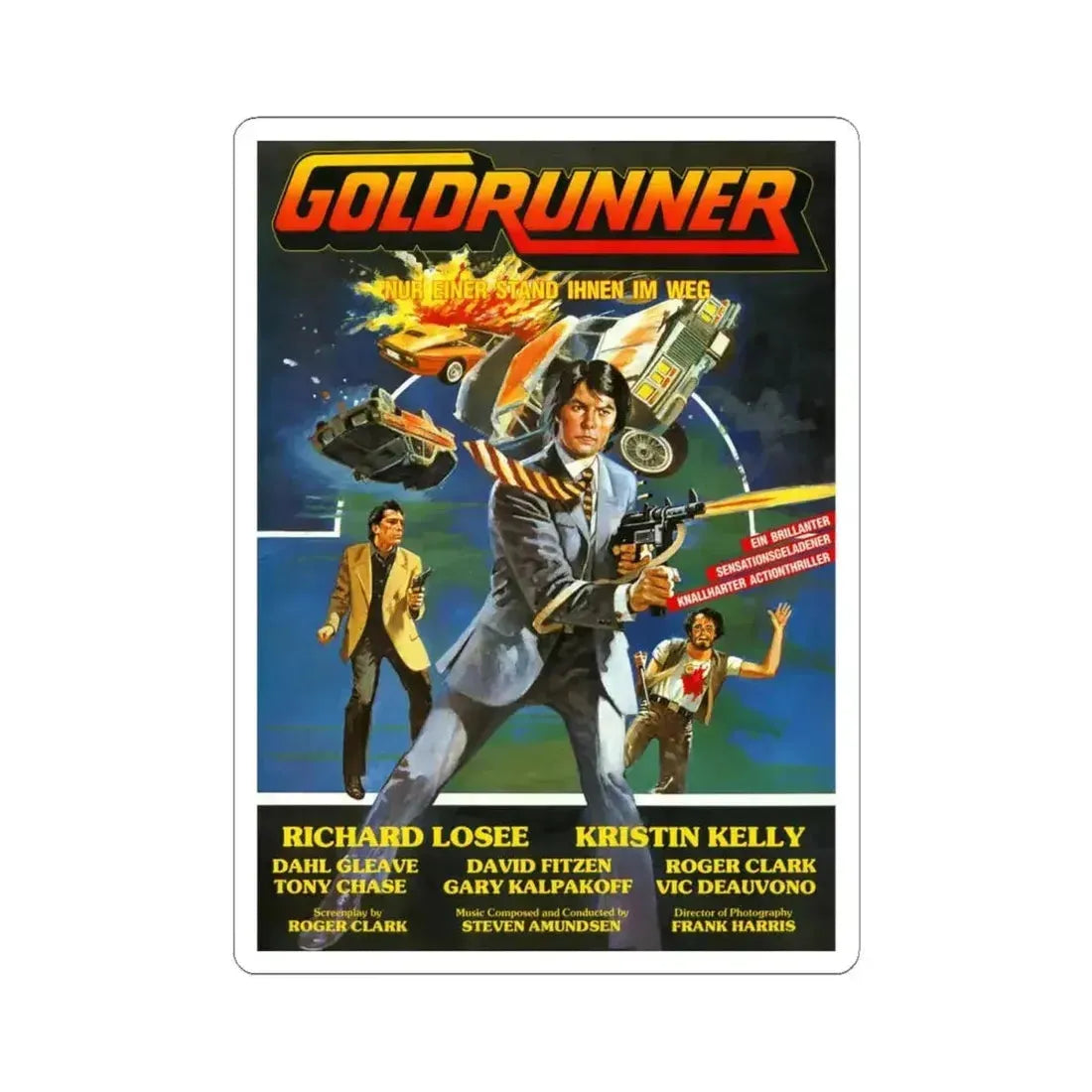 GOLDRUNNER 1980 Movie Poster - STICKER Vinyl Kiss-Cut Decal 4 Inch White - The Sticker Space