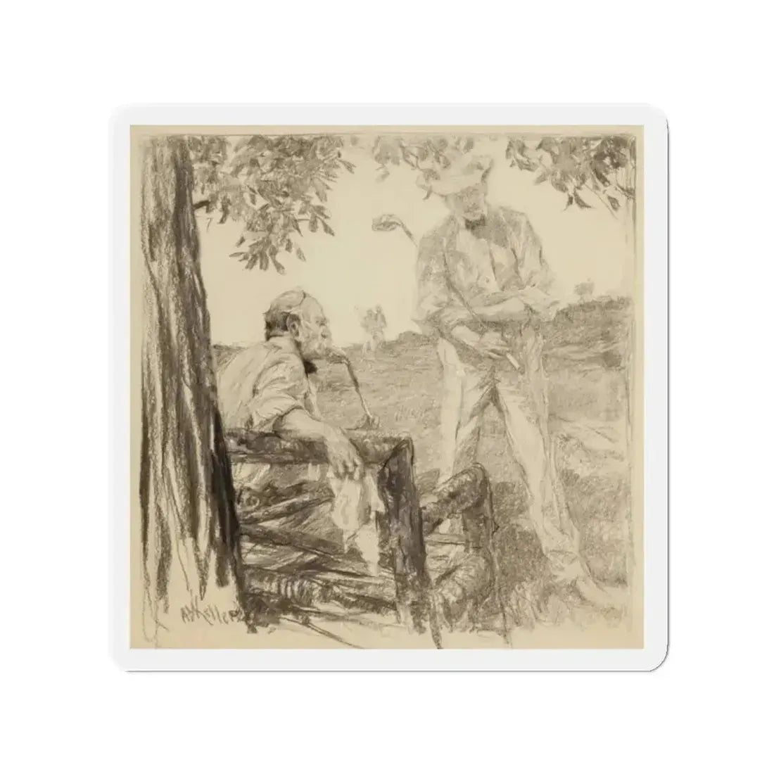 Golf Talk (Magazine Illustration) Refrigerator Magnet 2 Inch Die-Cut - The Sticker Space