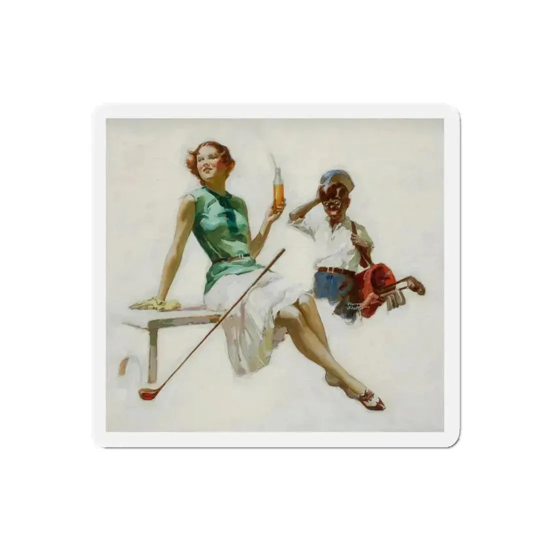 Golfers, Orange Crush advertisement, circa 1930 (Magazine Illustration) Refrigerator Magnet 6 Inch Die-Cut - The Sticker Space
