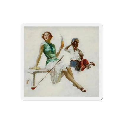 Golfers, Orange Crush advertisement, circa 1930 (Magazine Illustration) Refrigerator Magnet 6 Inch Die-Cut - The Sticker Space