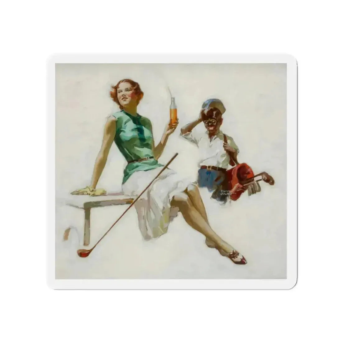 Golfers, Orange Crush advertisement, circa 1930 (Magazine Illustration) Refrigerator Magnet - The Sticker Space