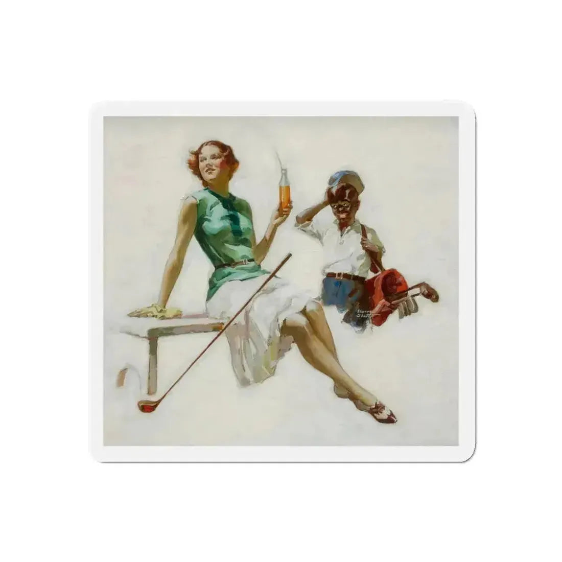 Golfers, Orange Crush advertisement, circa 1930 (Magazine Illustration) Refrigerator Magnet - The Sticker Space