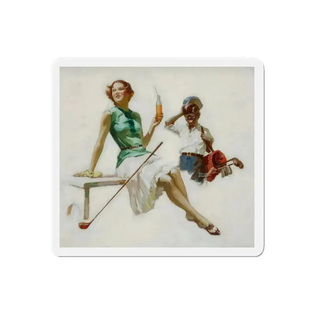 Golfers, Orange Crush advertisement, circa 1930 (Magazine Illustration) Refrigerator Magnet - The Sticker Space