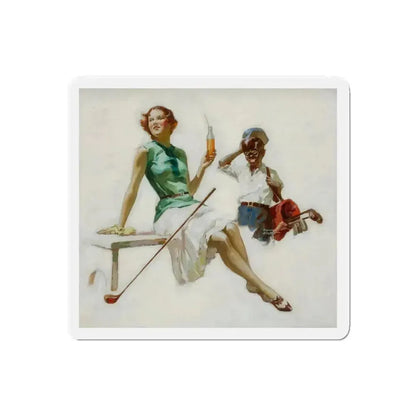 Golfers, Orange Crush advertisement, circa 1930 (Magazine Illustration) Refrigerator Magnet - The Sticker Space