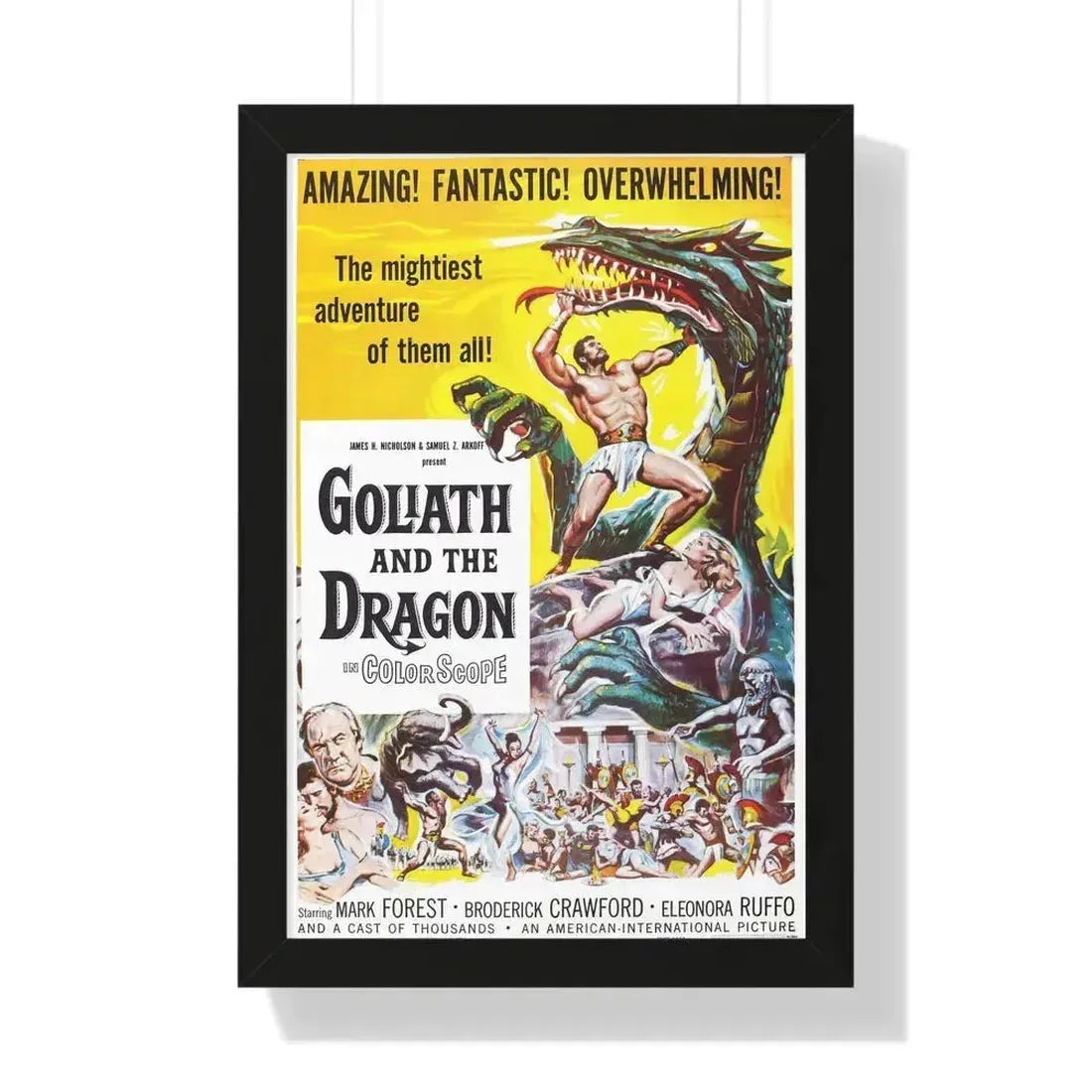 GOLIATH AND THE DRAGON 1960 - Framed Movie Poster 16″ x 24″ Black - The Sticker Space