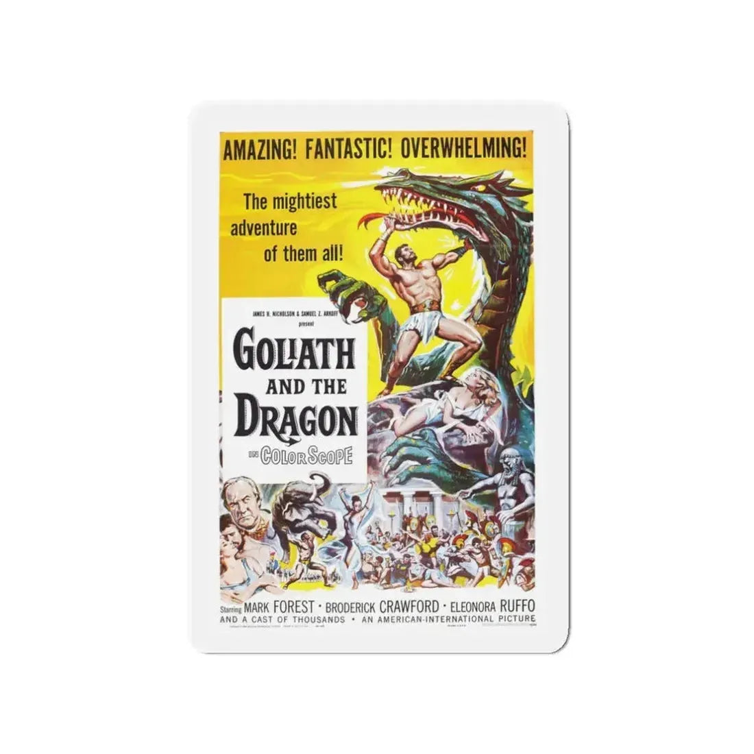 GOLIATH AND THE DRAGON 1960 Movie Poster - Refrigerator Magnet 3 Inch - The Sticker Space