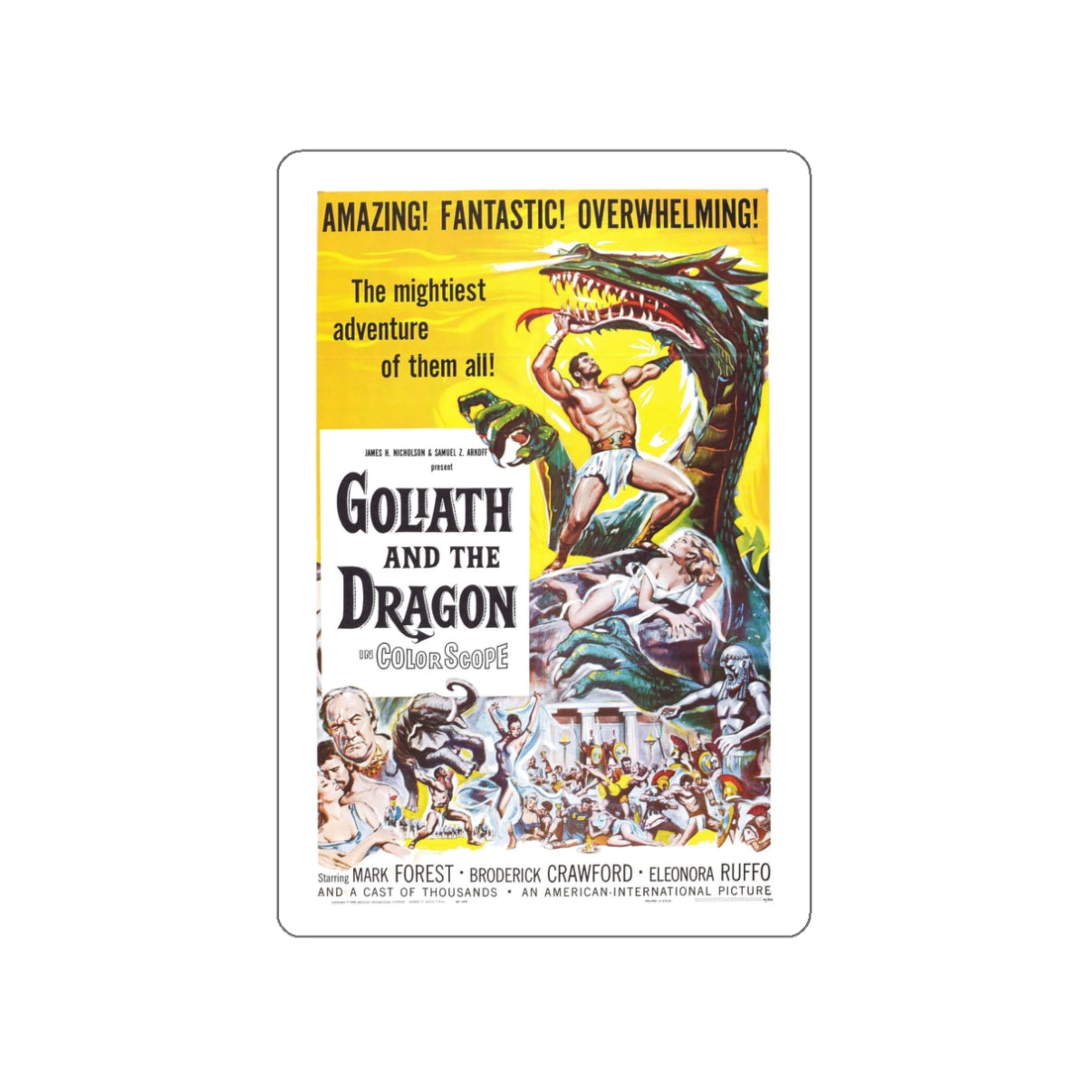 GOLIATH AND THE DRAGON 1960 Movie Poster STICKER Vinyl Die-Cut Decal-3 Inch-The Sticker Space