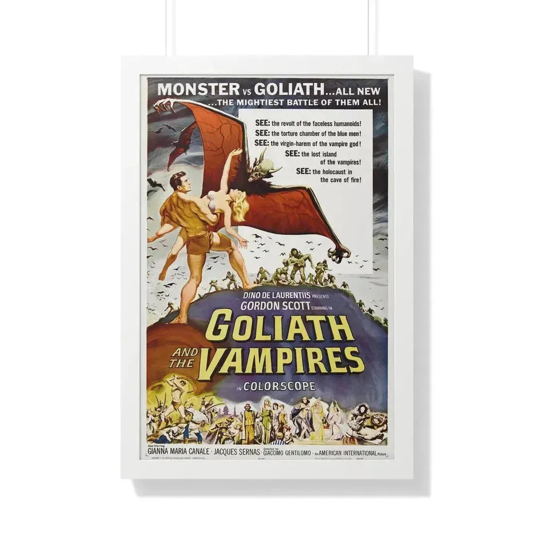 GOLIATH AND THE VAMPIRES 1961 - Framed Movie Poster 20" x 30" White - The Sticker Space