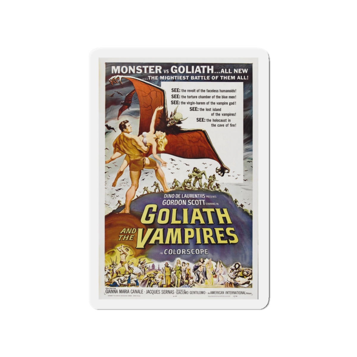 GOLIATH AND THE VAMPIRES 1961 Movie Poster - Die-Cut Magnet-3" x 3"-The Sticker Space