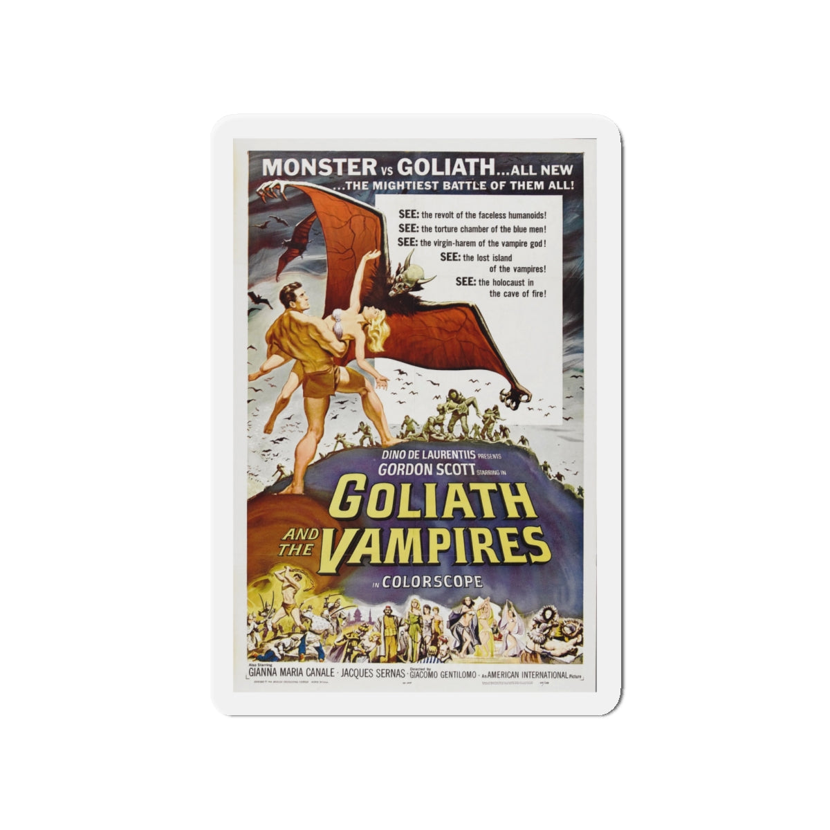 GOLIATH AND THE VAMPIRES 1961 Movie Poster - Die-Cut Magnet-4" x 4"-The Sticker Space