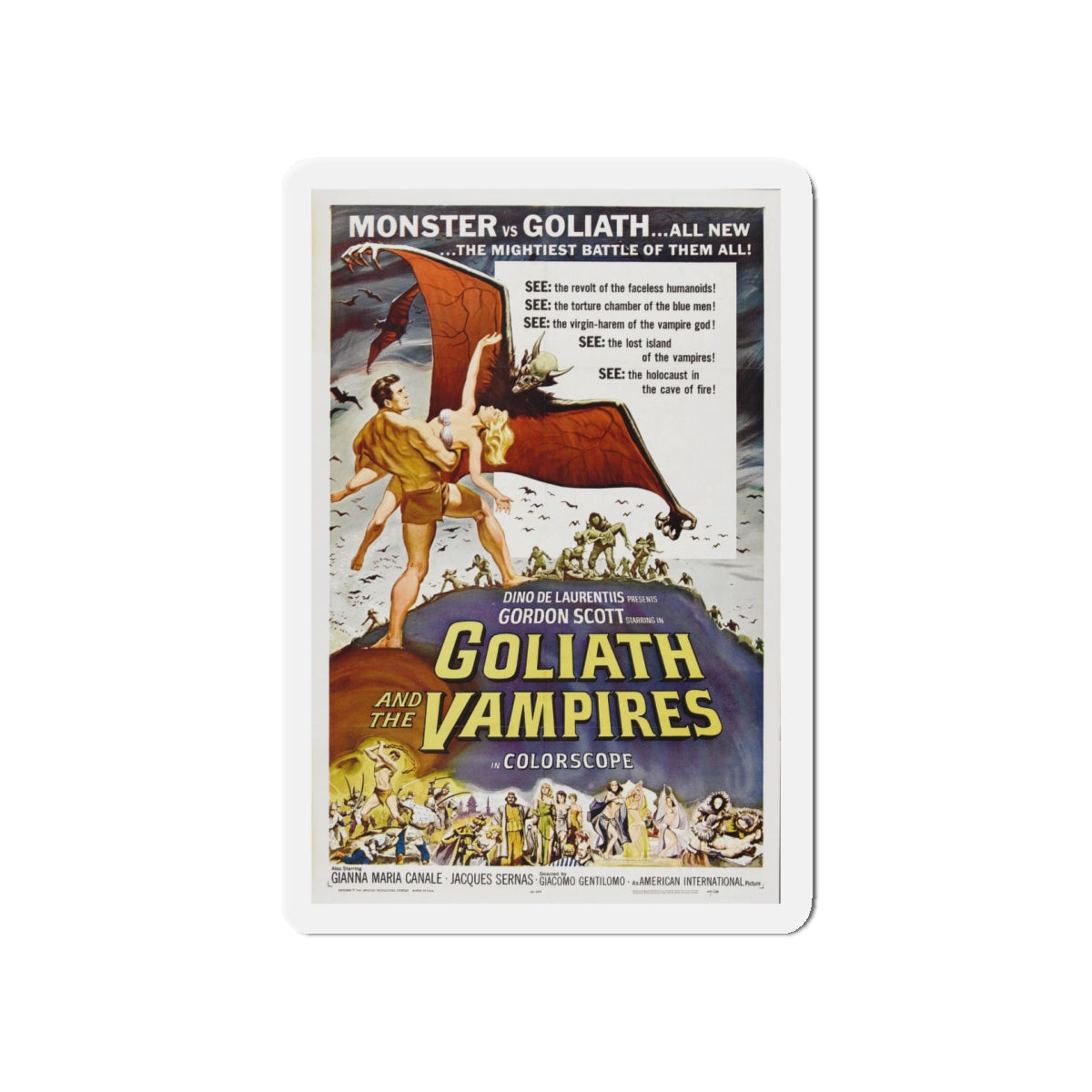 GOLIATH AND THE VAMPIRES 1961 Movie Poster - Die-Cut Magnet-5" x 5"-The Sticker Space