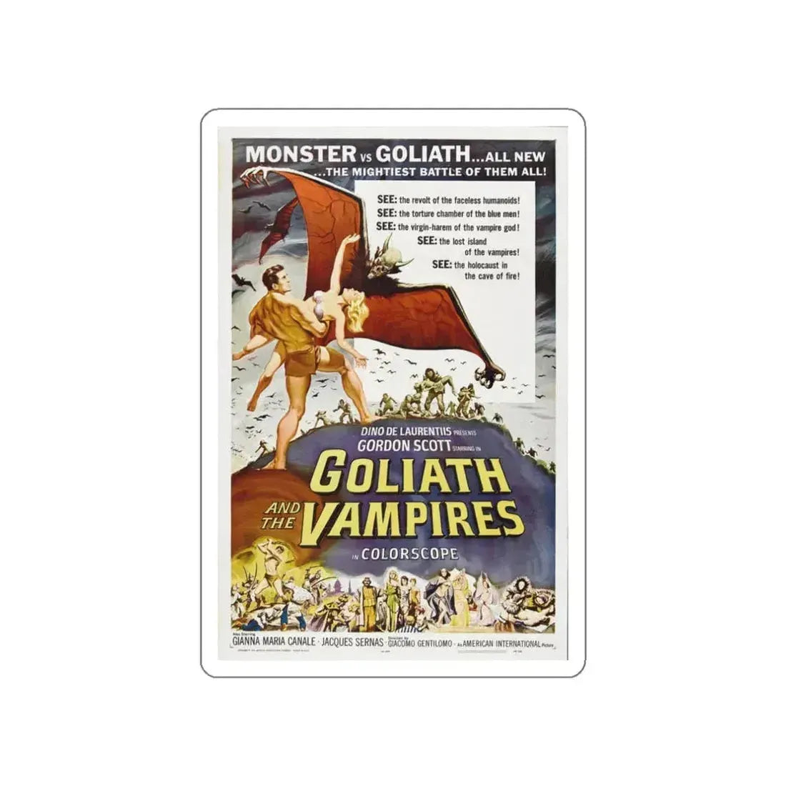 GOLIATH AND THE VAMPIRES 1961 Movie Poster STICKER Vinyl Die-Cut Decal 3 Inch - The Sticker Space
