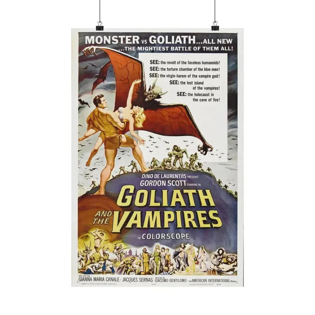 GOLIATH AND THE VAMPIRES 1961 - Paper Movie Poster 16″ x 24″ Matte - The Sticker Space