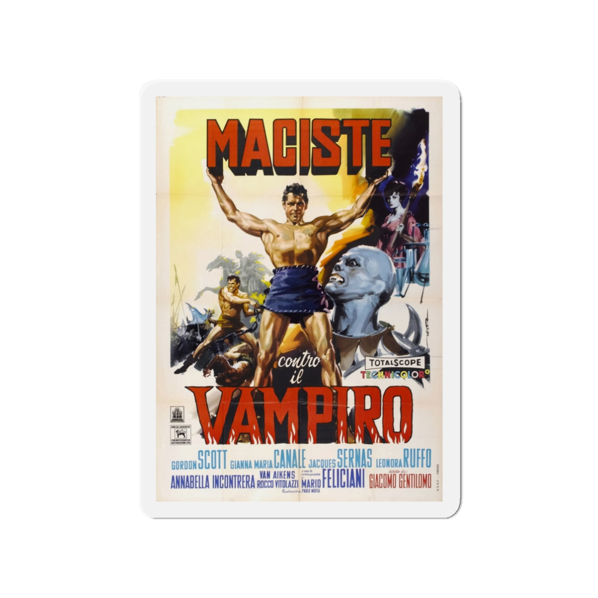 GOLIATH AND THE VAMPIRES (ITALIAN) 2 1961 Movie Poster - Die-Cut Magnet-3" x 3"-The Sticker Space