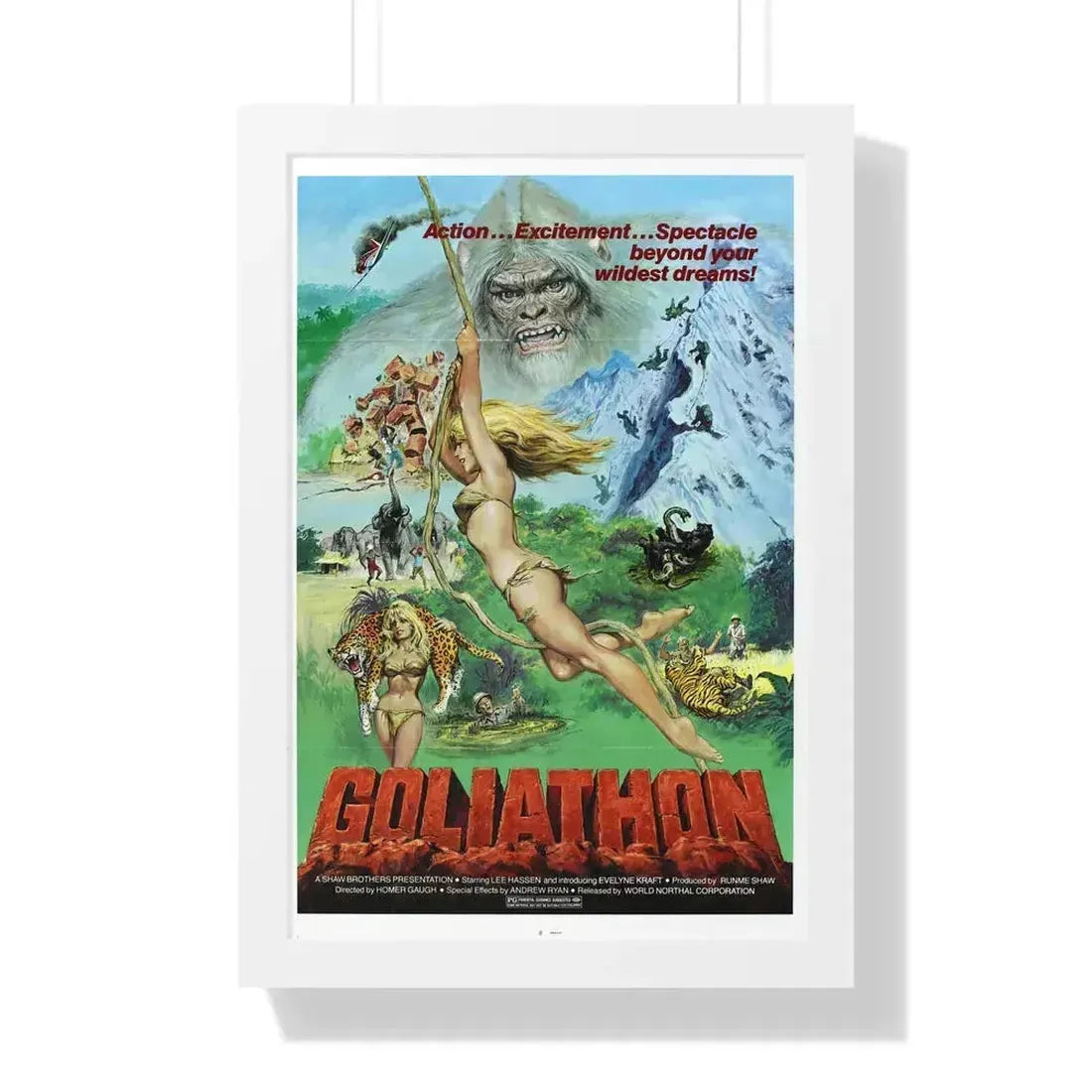 GOLIATHON (THE MIGHTY PEKING MAN) 1977 - Framed Movie Poster 16″ x 24″ White - The Sticker Space
