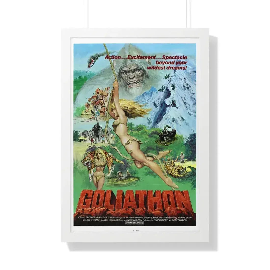 GOLIATHON (THE MIGHTY PEKING MAN) 1977 - Framed Movie Poster 20" x 30" White - The Sticker Space