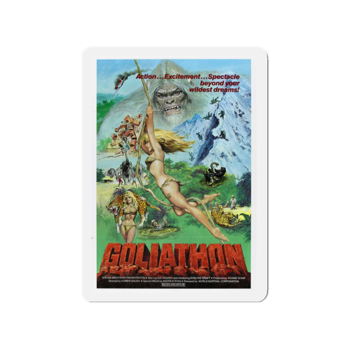 GOLIATHON (THE MIGHTY PEKING MAN) 1977 Movie Poster - Die-Cut Magnet-2" x 2"-The Sticker Space