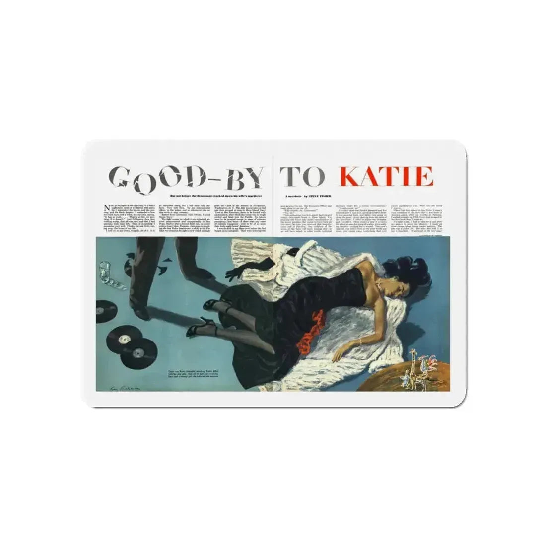 Good-by to Katie, Esquire, August 1951 (Magazine Illustration) Refrigerator Magnet 5 Inch Die-Cut - The Sticker Space