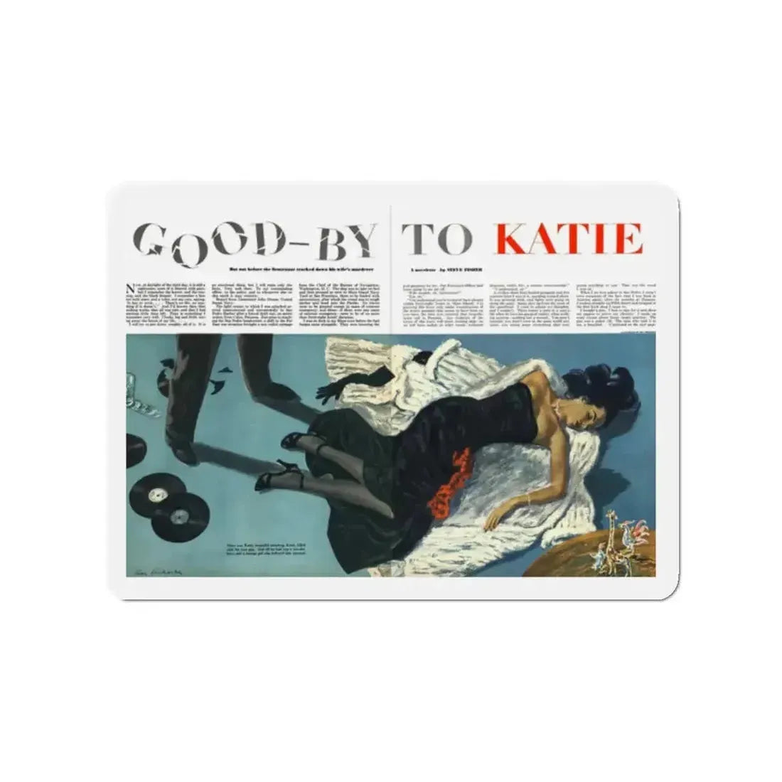 Good-by to Katie, Esquire, August 1951 (Magazine Illustration) Refrigerator Magnet - The Sticker Space