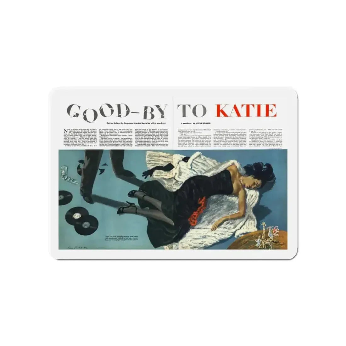 Good-by to Katie, Esquire, August 1951 (Magazine Illustration) Refrigerator Magnet - The Sticker Space