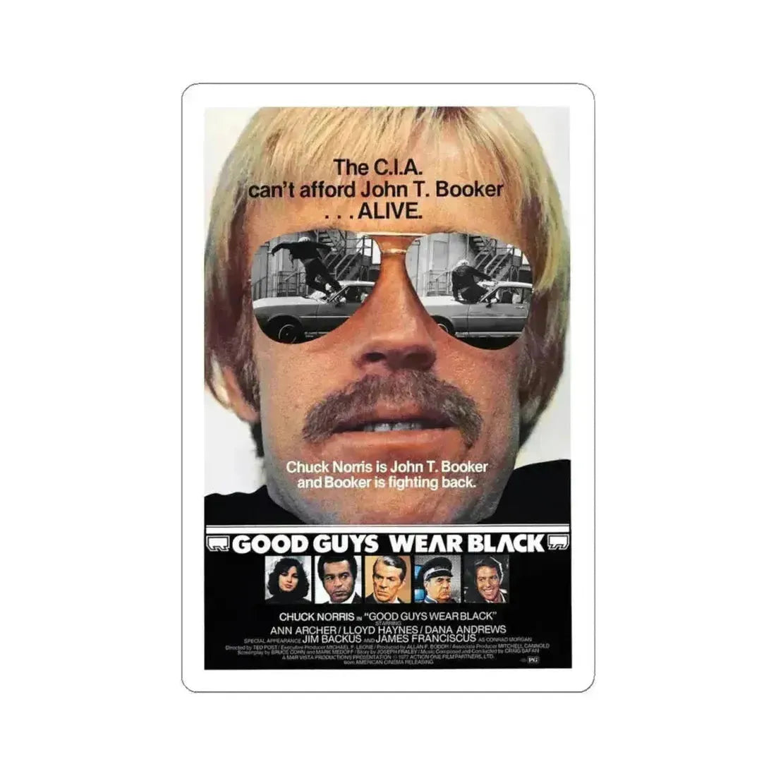 GOOD GUYS WEAR BLACK 1978 Movie Poster - STICKER Vinyl Kiss-Cut Decal 4 Inch White - The Sticker Space