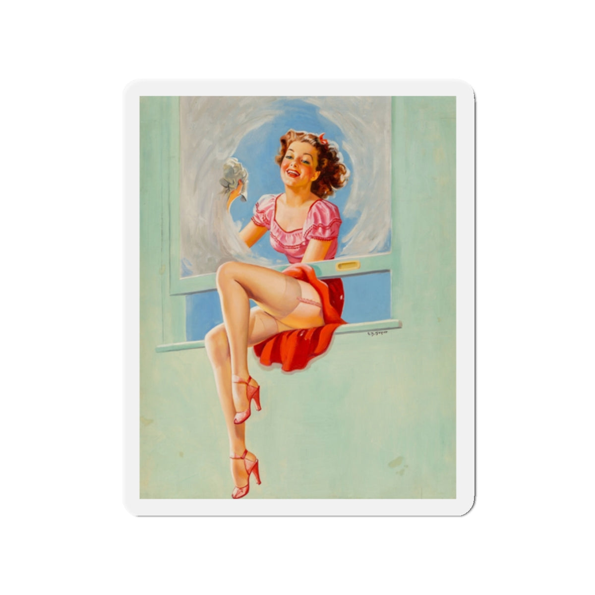 Good Looking calendar illustration, 1946 (Magazine Illustration) Refrigerator Magnet-2" x 2"-The Sticker Space