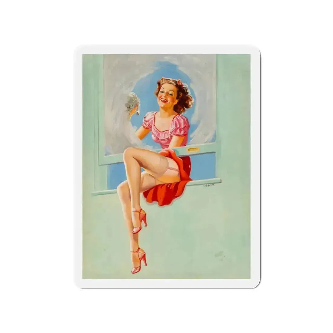 Good Looking calendar illustration, 1946 (Magazine Illustration) Refrigerator Magnet 3 Inch Die-Cut - The Sticker Space
