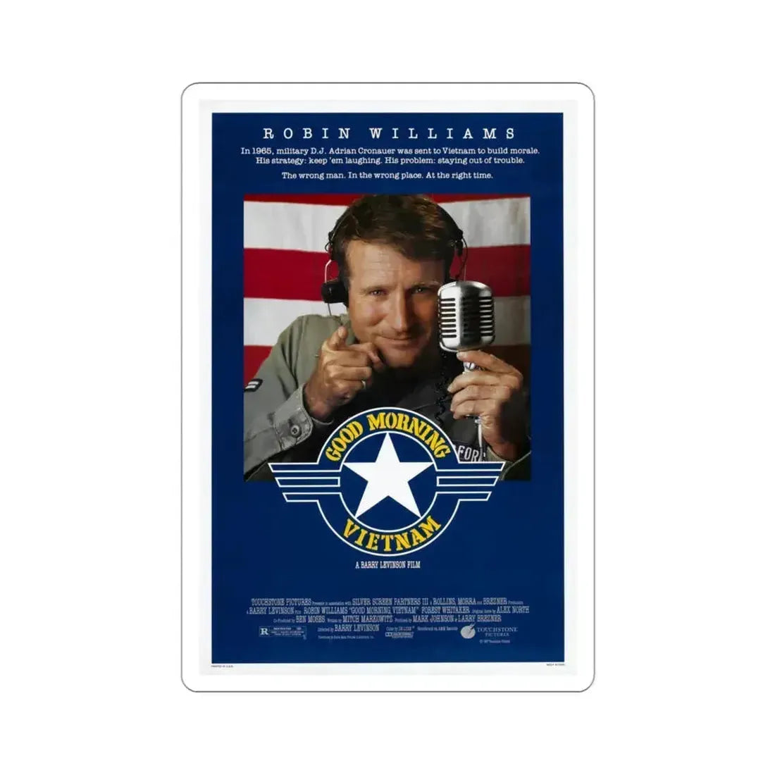Good Morning, Vietnam 1987 Movie Poster STICKER Vinyl Die-Cut Decal 3 Inch - The Sticker Space
