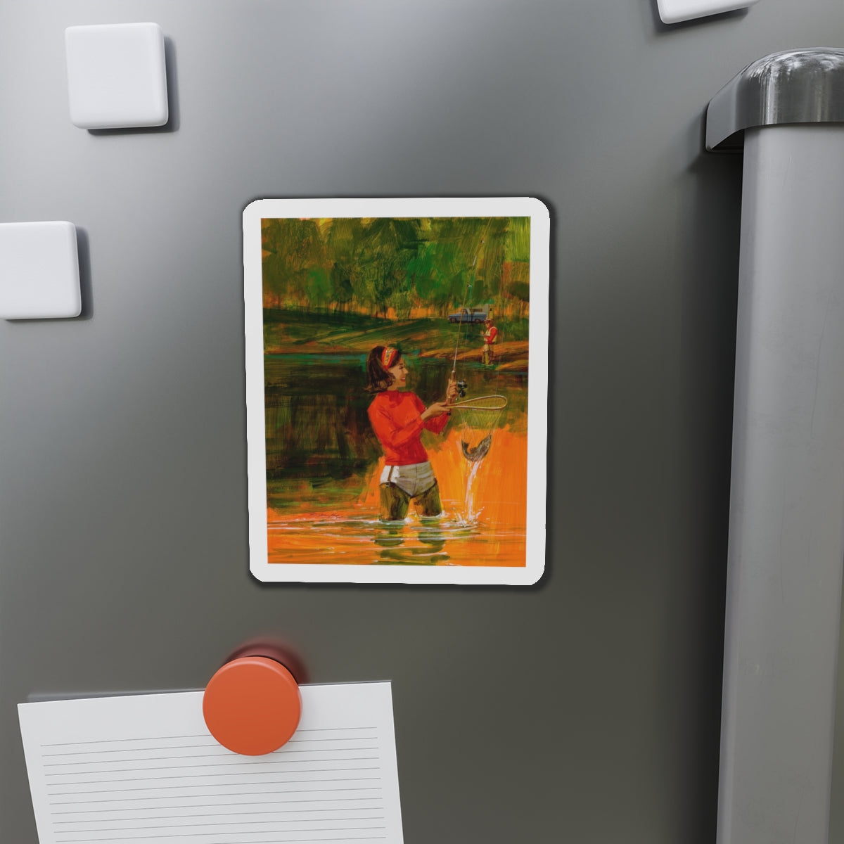 Good Times Fishing (Magazine Illustration) Refrigerator Magnet-The Sticker Space