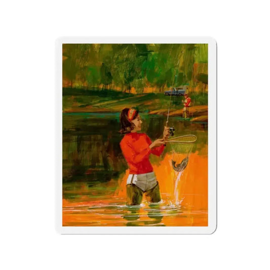 Good Times Fishing (Magazine Illustration) Refrigerator Magnet 2 Inch Die-Cut - The Sticker Space
