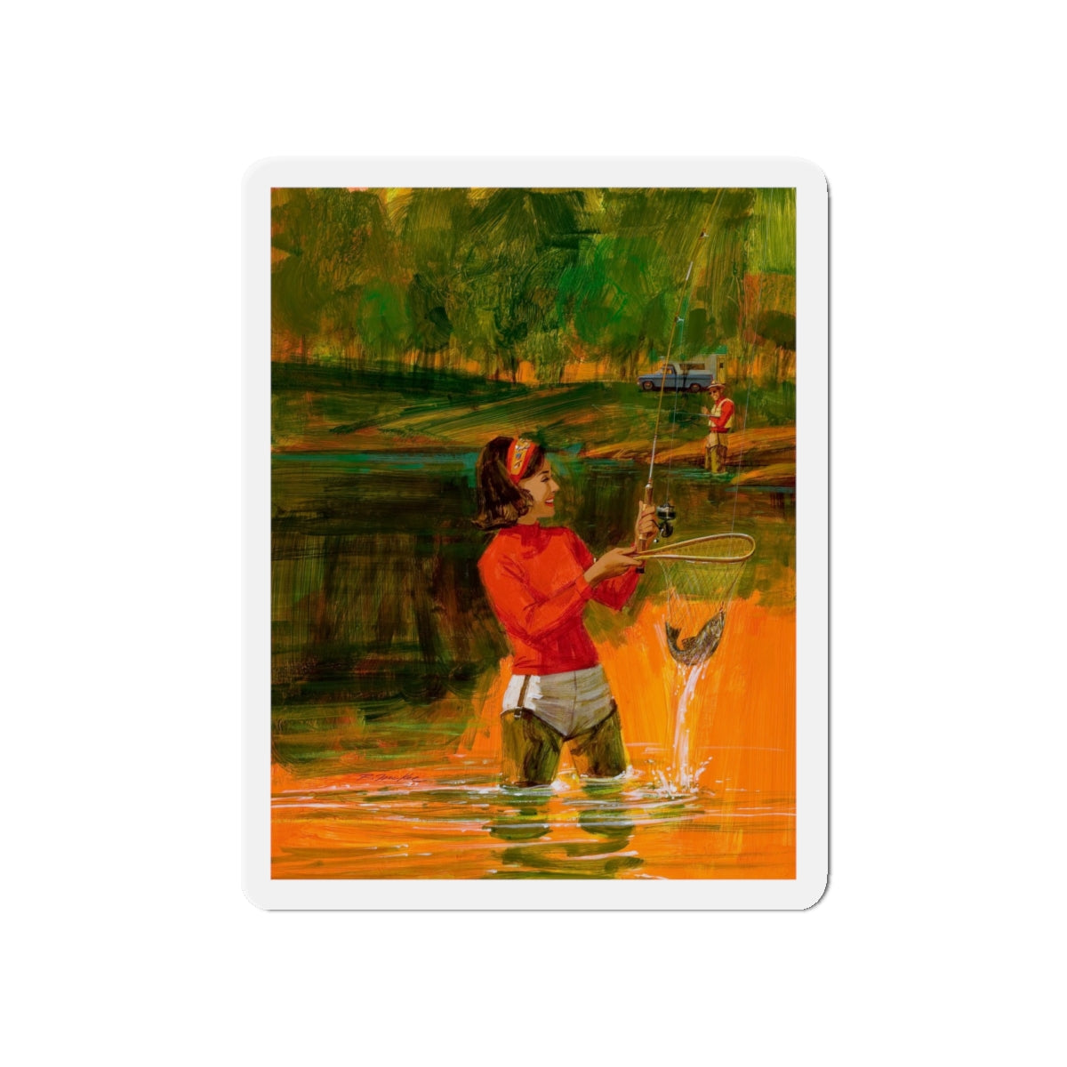 Good Times Fishing (Magazine Illustration) Refrigerator Magnet-5" x 5"-The Sticker Space