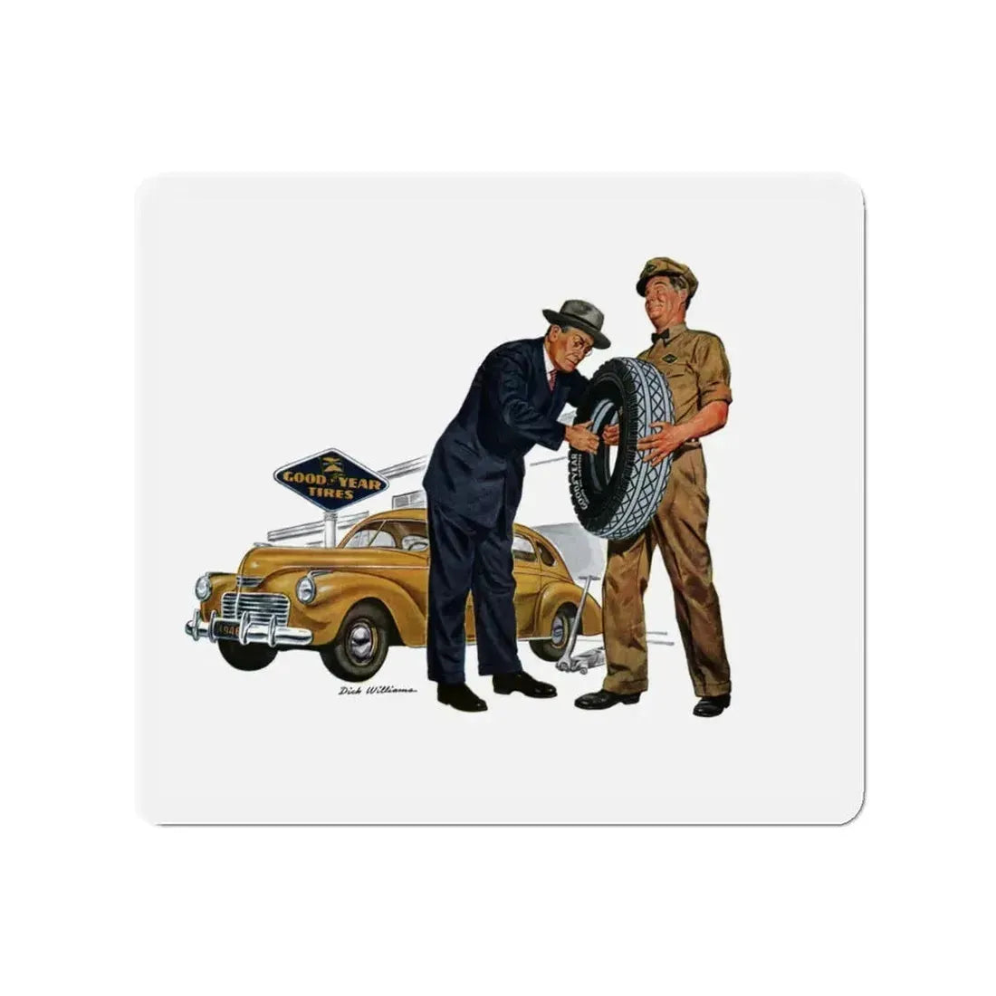 Good Year Tires, advertisement, Collier's, June 8, 1946 (Magazine Illustration) Refrigerator Magnet 3 Inch Die-Cut - The Sticker Space