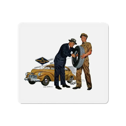 Good Year Tires, advertisement, Collier's, June 8, 1946 (Magazine Illustration) Refrigerator Magnet 4 Inch Die-Cut - The Sticker Space