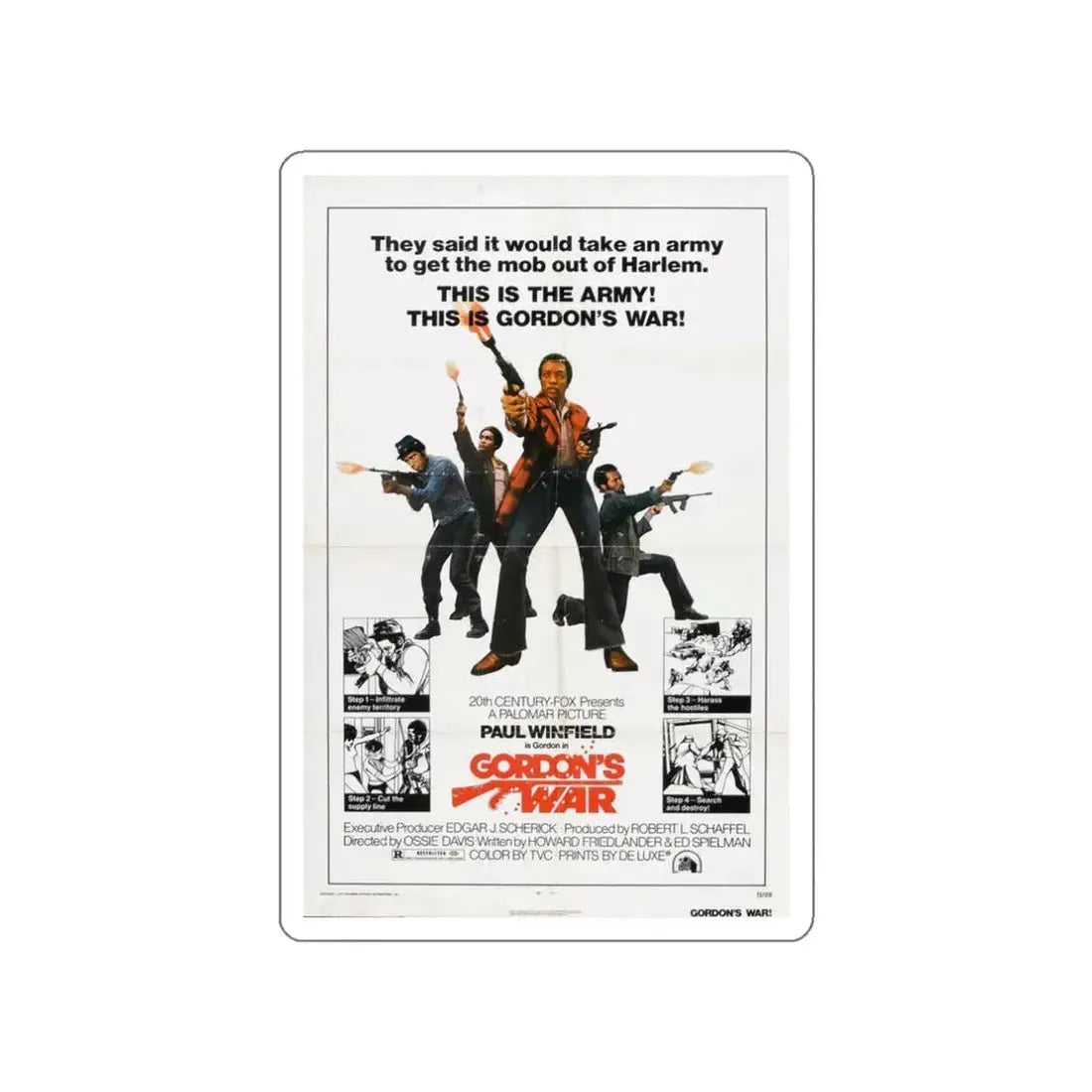 GORDON'S WAR 1973 Movie Poster STICKER Vinyl Die-Cut Decal 3 Inch - The Sticker Space