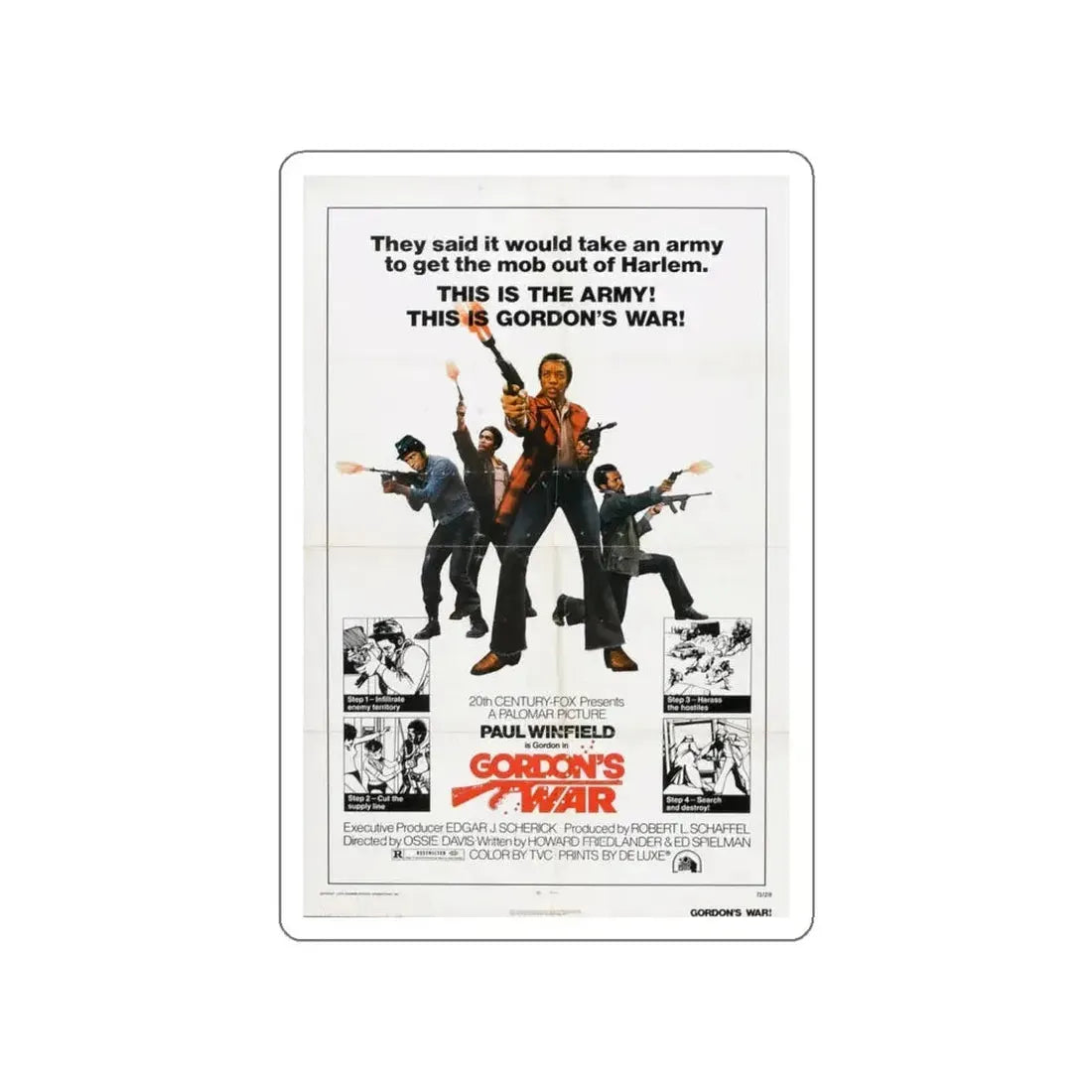 GORDON'S WAR 1973 Movie Poster STICKER Vinyl Die-Cut Decal 5 Inch - The Sticker Space
