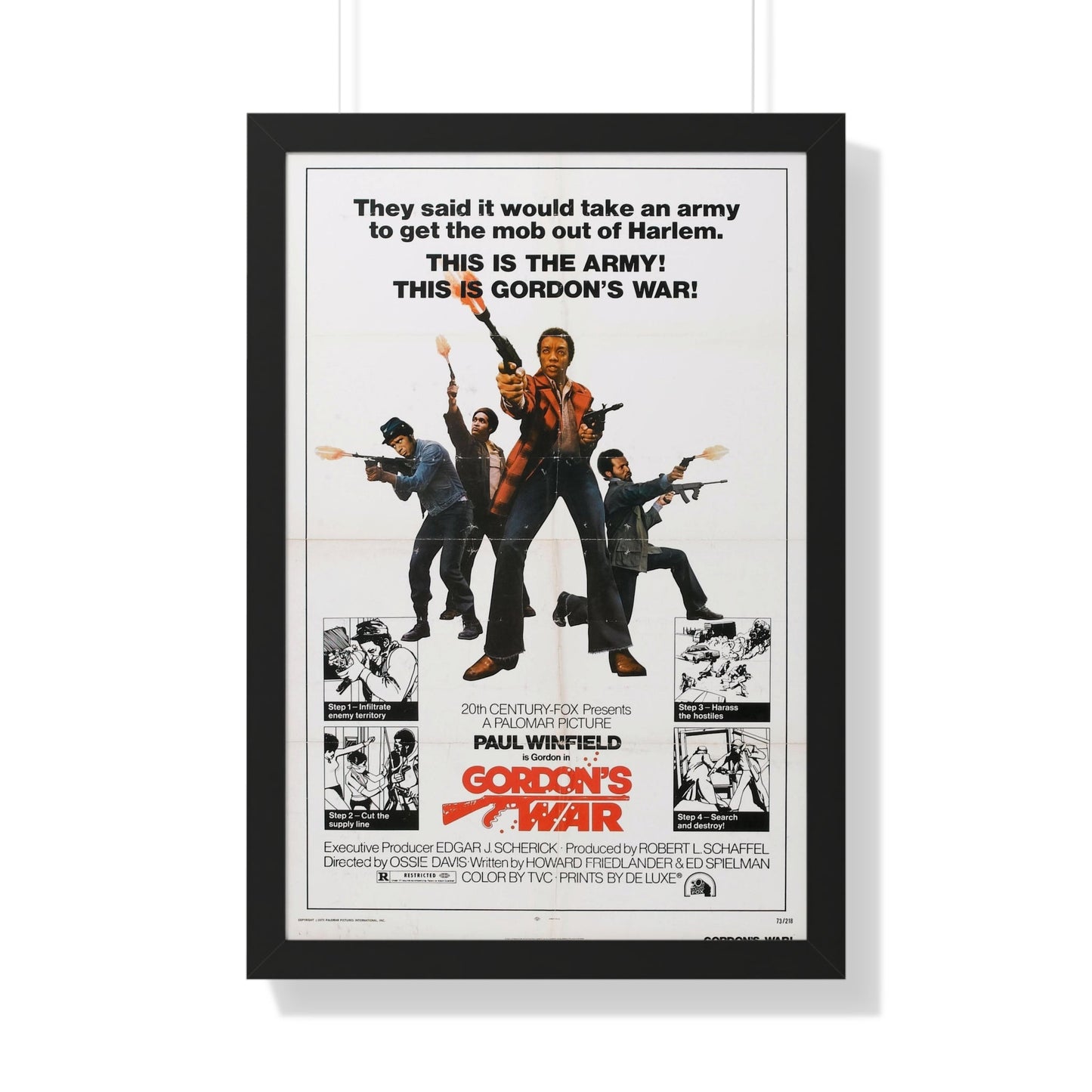 GORDON'S WAR 1973 - Framed Movie Poster-20" x 30"-The Sticker Space