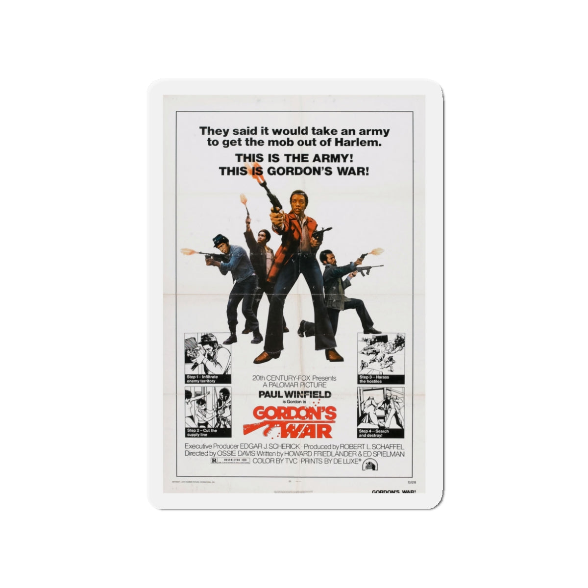 GORDON'S WAR 1973 Movie Poster - Die-Cut Magnet-3" x 3"-The Sticker Space