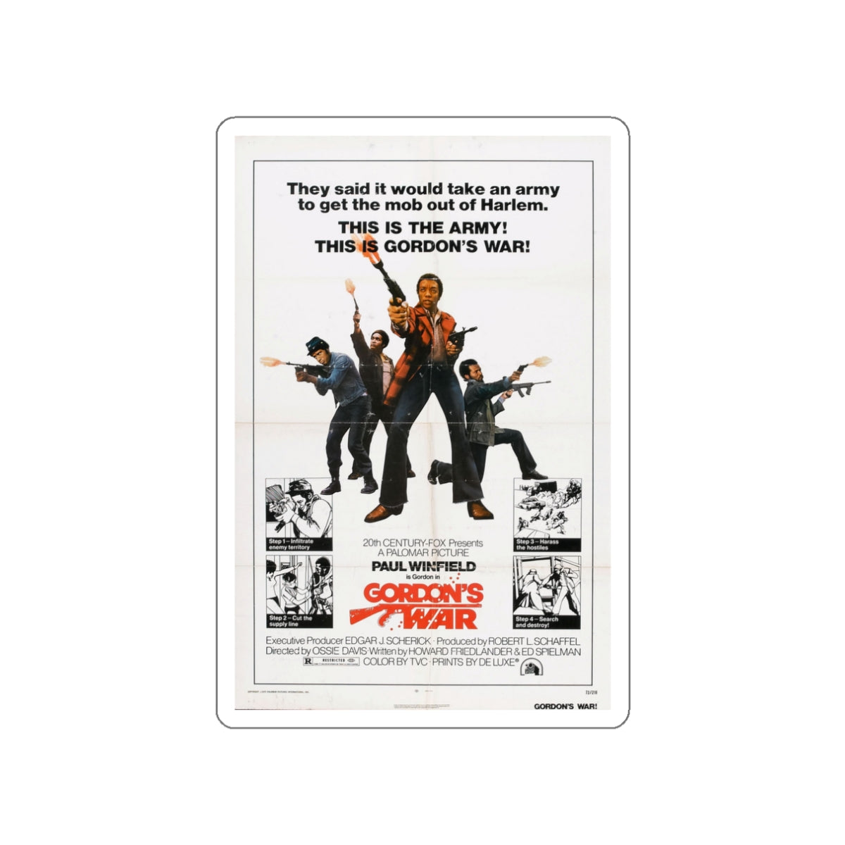 GORDON'S WAR 1973 Movie Poster STICKER Vinyl Die-Cut Decal-3 Inch-The Sticker Space