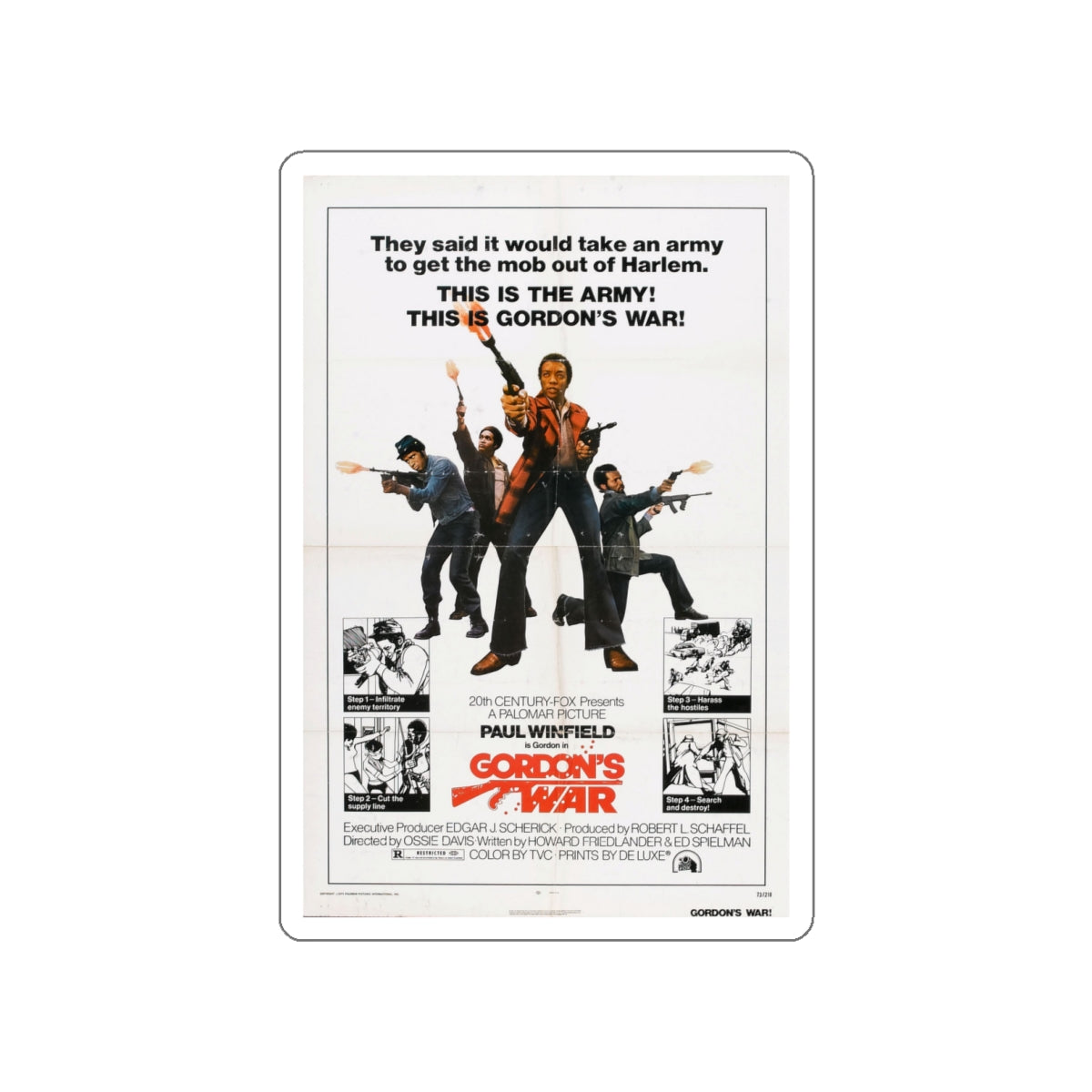 GORDON'S WAR 1973 Movie Poster STICKER Vinyl Die-Cut Decal-4 Inch-The Sticker Space