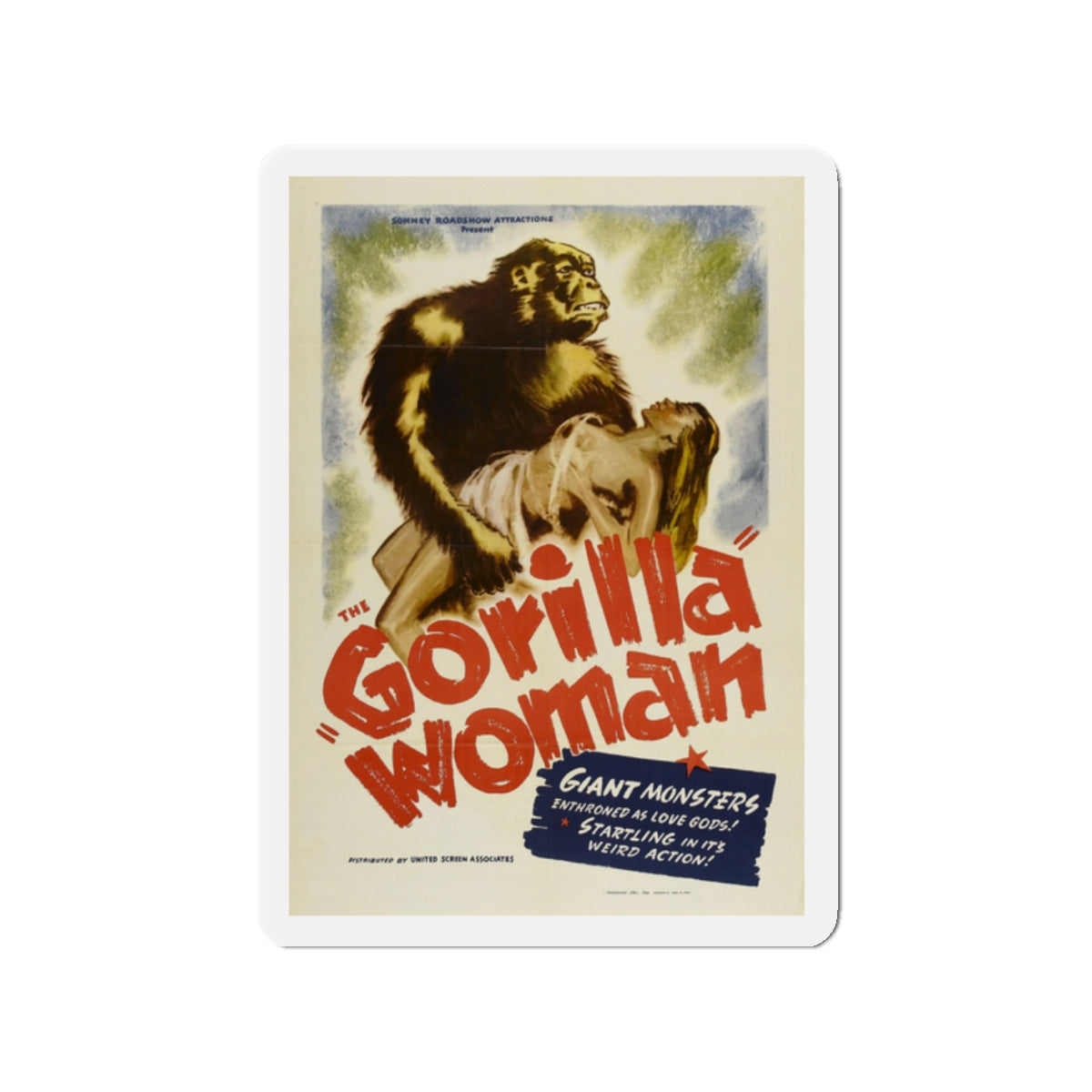 GORILLA WOMAN (FORBIDDEN ADVENTURE) 1937 Movie Poster - Die-Cut Magnet-2" x 2"-The Sticker Space