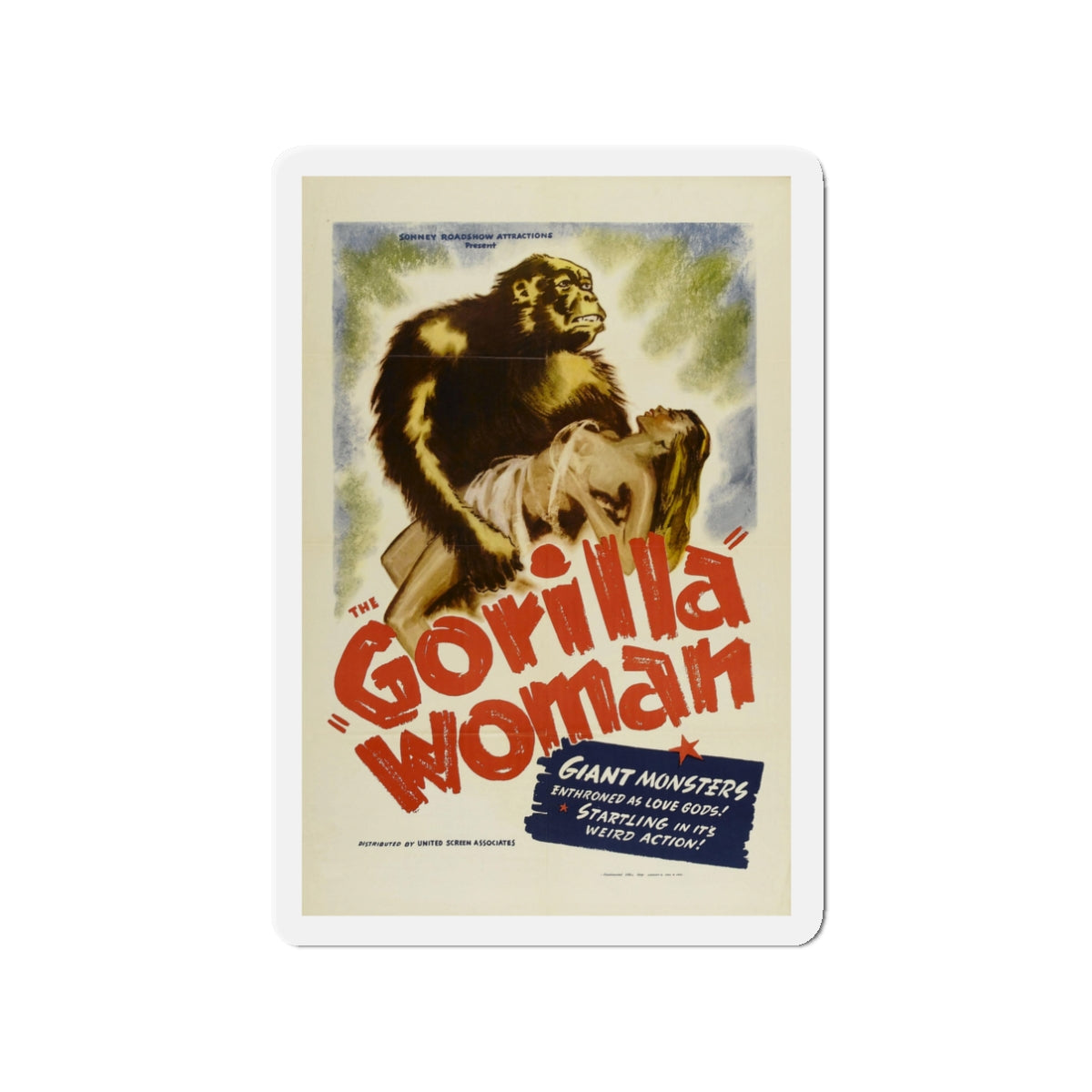 GORILLA WOMAN (FORBIDDEN ADVENTURE) 1937 Movie Poster - Die-Cut Magnet-3" x 3"-The Sticker Space