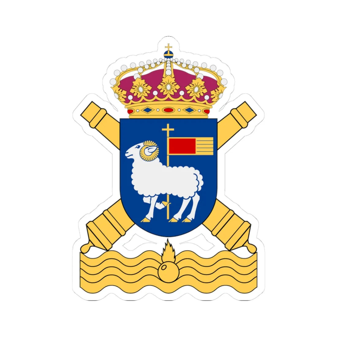 Gotlands kustartilleriregemente vapen (Sweden) (Coat of Arms) STICKER Vinyl Kiss-Cut Decal 3 Inch White - The Sticker Space