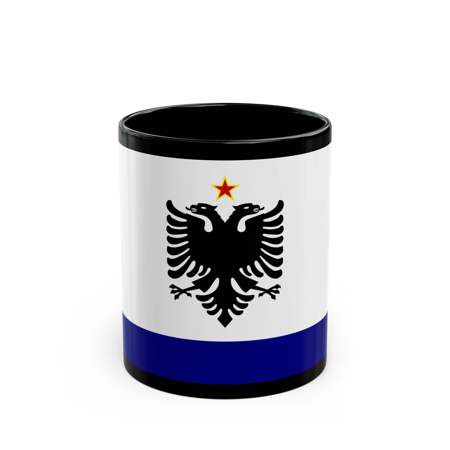 Government Ensign of Albania 1958 to 1992 - Black Coffee Mug-11oz-The Sticker Space