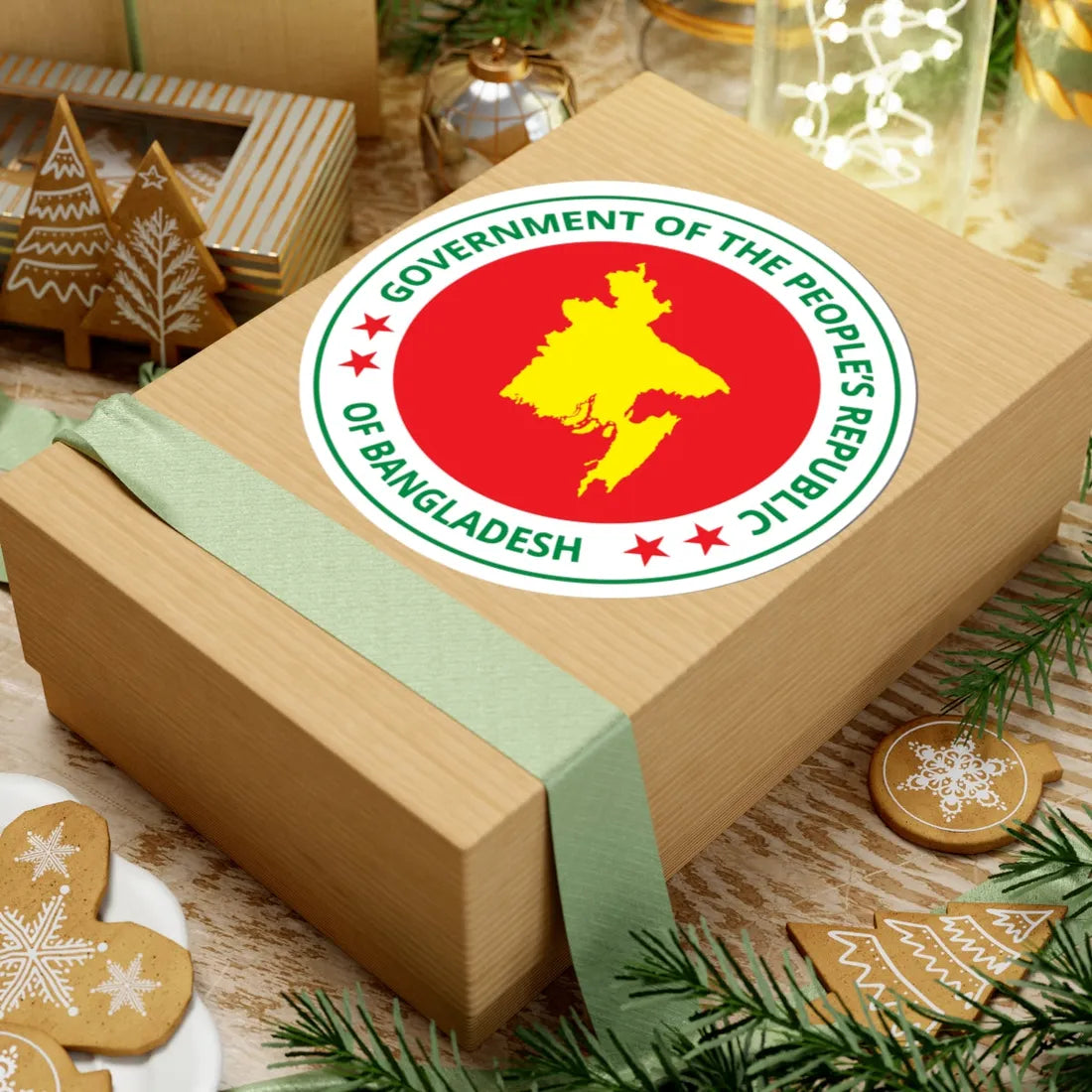 Government seal of Bangladesh Logo English fictional (Bangladesh) (Coat of Arms) STICKER Vinyl Kiss-Cut Decal - The Sticker Space