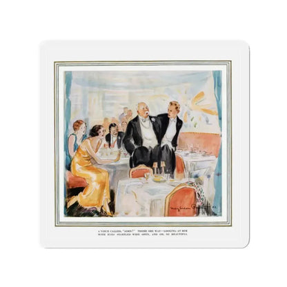 Gowns by Roberta (Pt. 2-1), Ladies' Home Journal, June 1933 (Magazine Illustration) Refrigerator Magnet 2 Inch Die-Cut - The Sticker Space