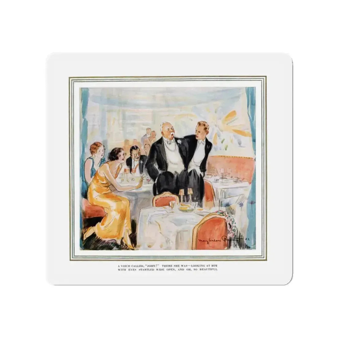 Gowns by Roberta (Pt. 2-1), Ladies' Home Journal, June 1933 (Magazine Illustration) Refrigerator Magnet 3 Inch Die-Cut - The Sticker Space