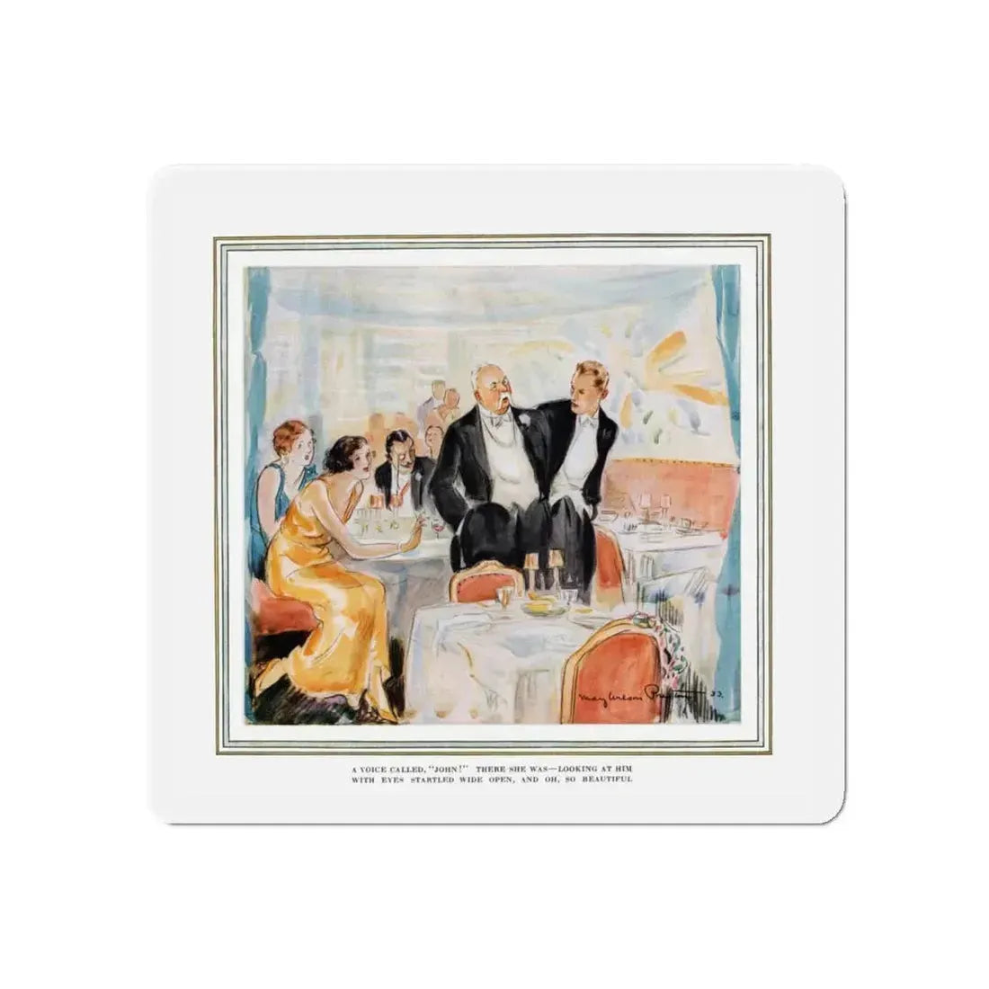 Gowns by Roberta (Pt. 2-1), Ladies' Home Journal, June 1933 (Magazine Illustration) Refrigerator Magnet 5 Inch Die-Cut - The Sticker Space