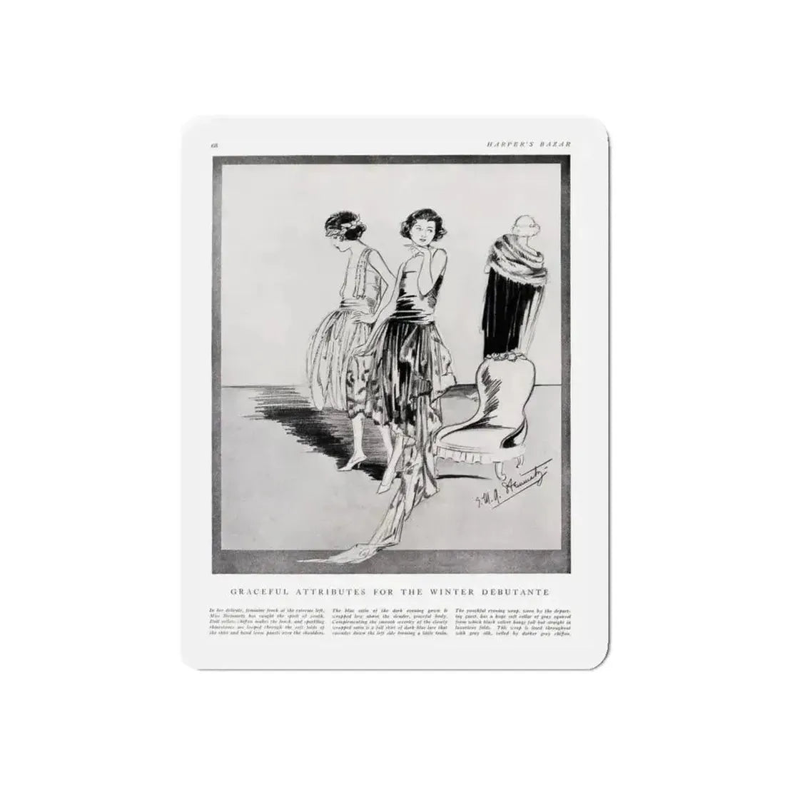 Graceful Attributes ..., Harper's Bazaar, November 1920 (Magazine Illustration) Refrigerator Magnet - The Sticker Space
